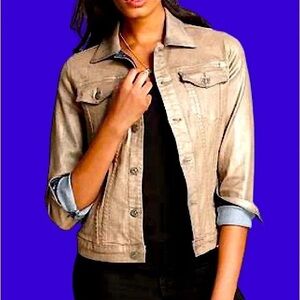 COPY - 7 For All Mankind coated denim gold dust jean jacket. Small.